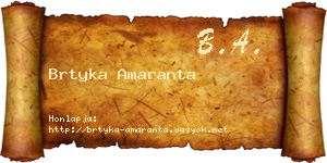 Brtyka Amaranta névjegykártya